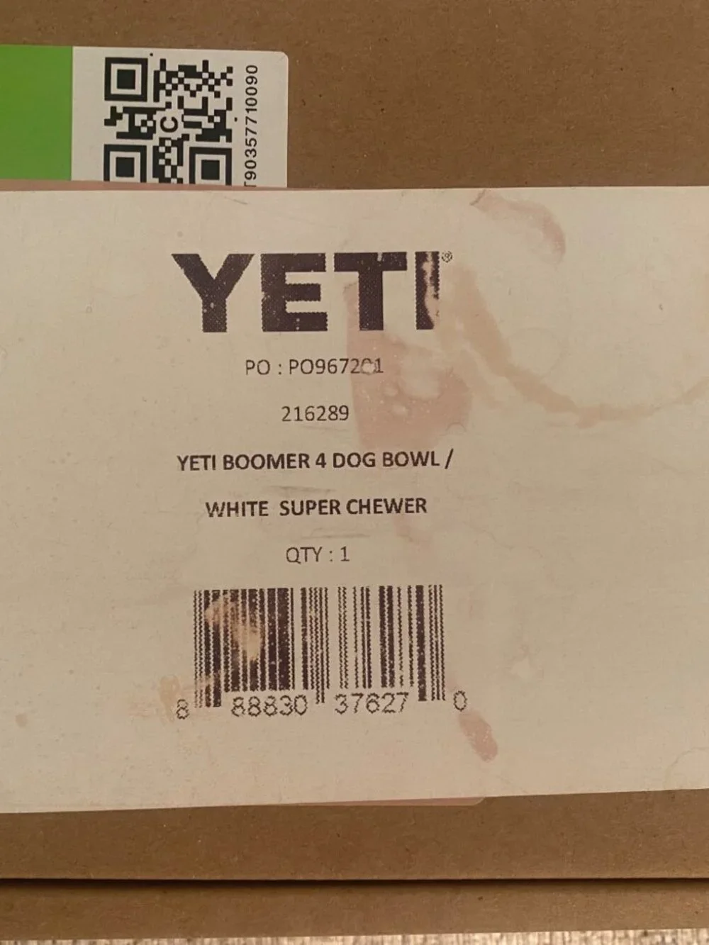 YETI Boomer 4 White BARK Super Chewer Dog Bowl 32 Oz New Sealed